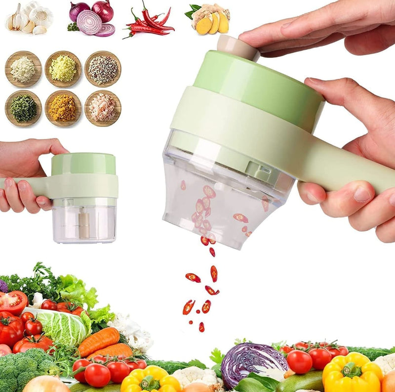 4-in-1 Handheld Electric Vegetable Cutter & Food Chopper Set